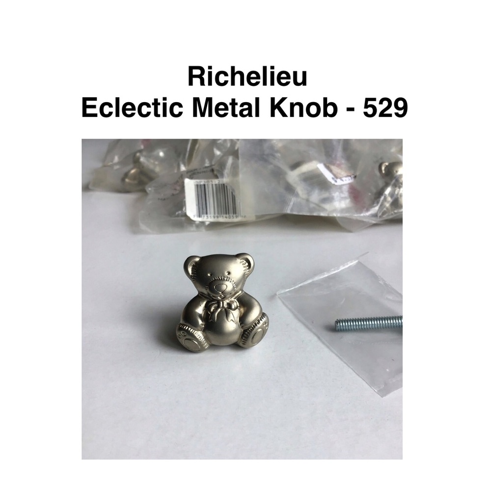 4 Richelieu Teddy Bear Knob Pulls Dresser Drawer Baby Matte Nickel Finish
